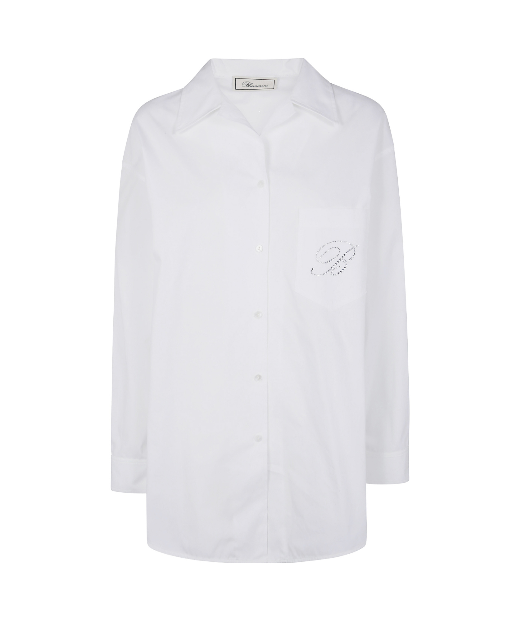 Blumarine Women Shirt With Strassed Logo In White