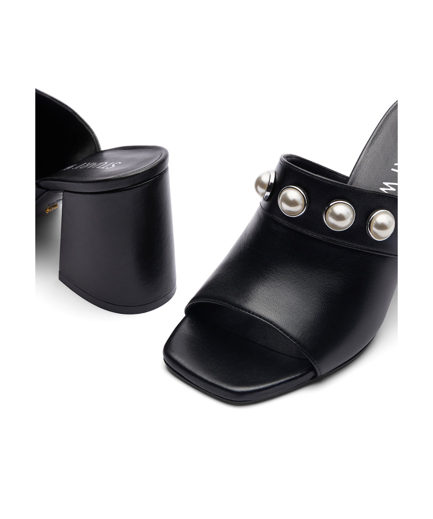 Stuart Weitzman Square-headed High-heeled Slippers In Black