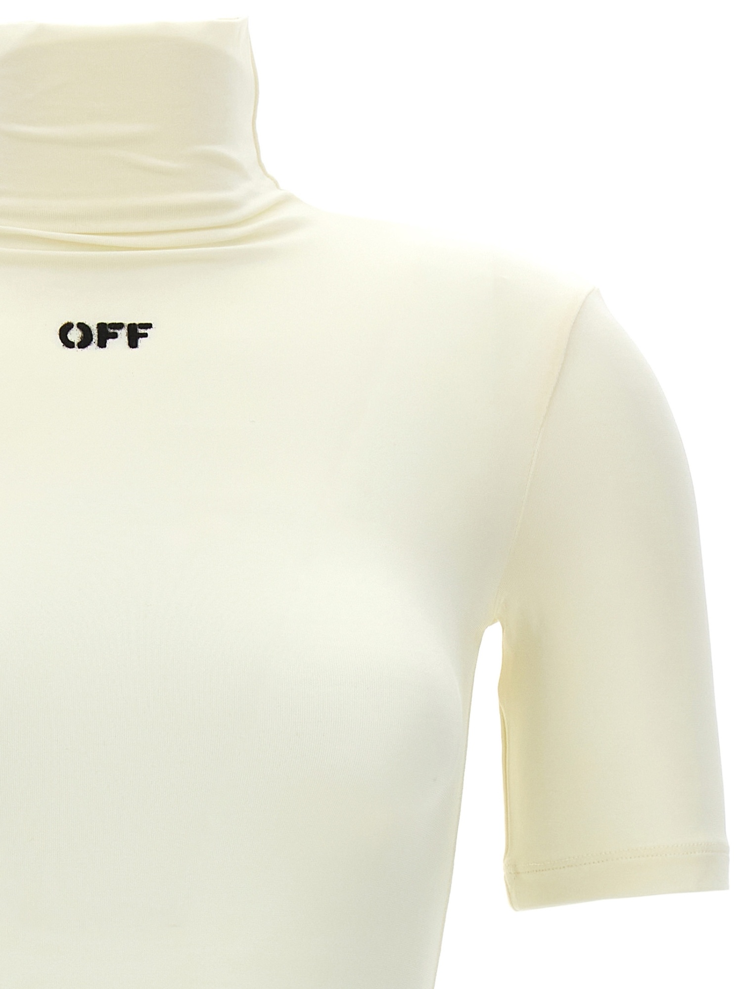 Off-white Logo-print Mock-neck Top In White