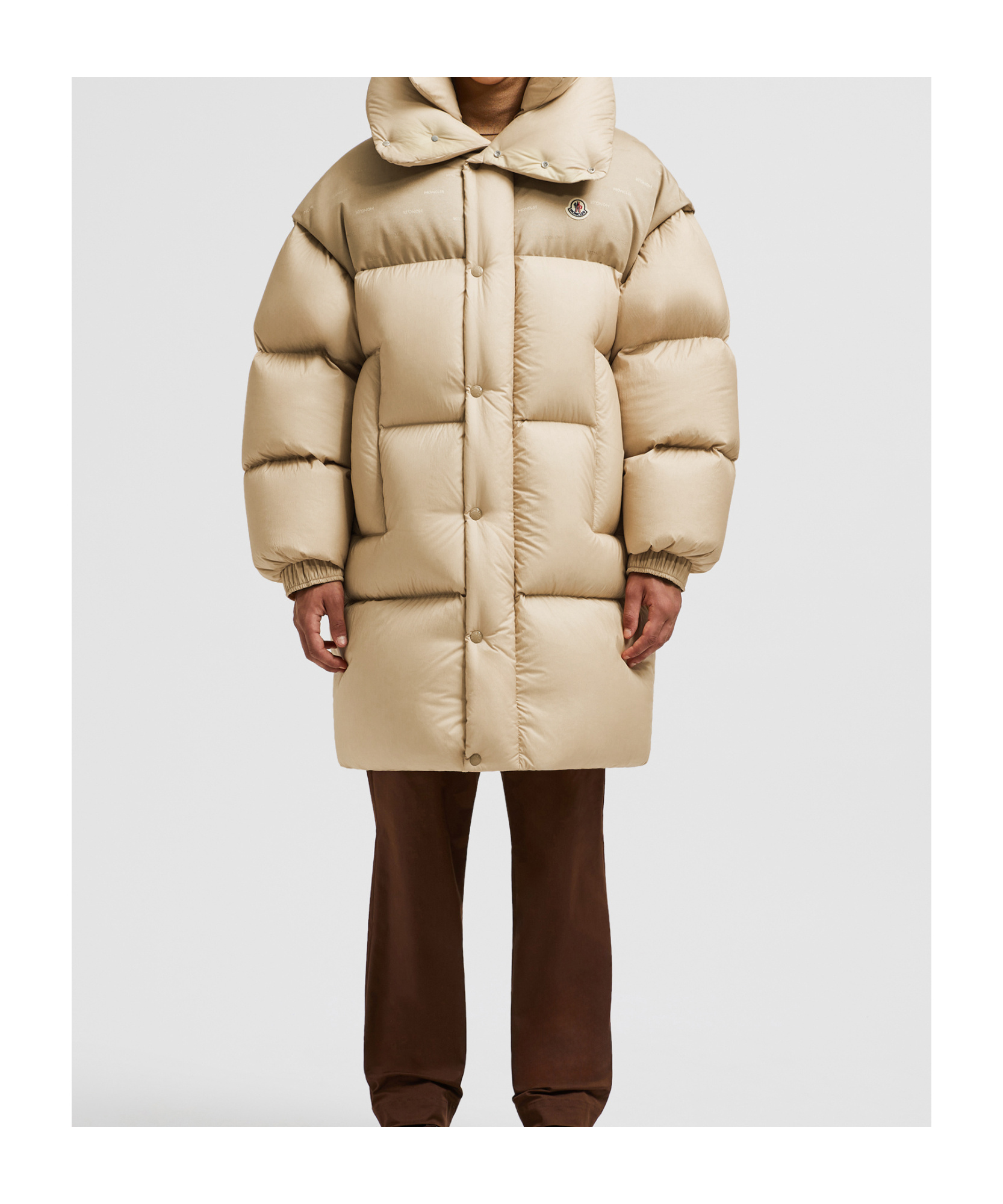 Moncler Verone Down Coat In Nude
