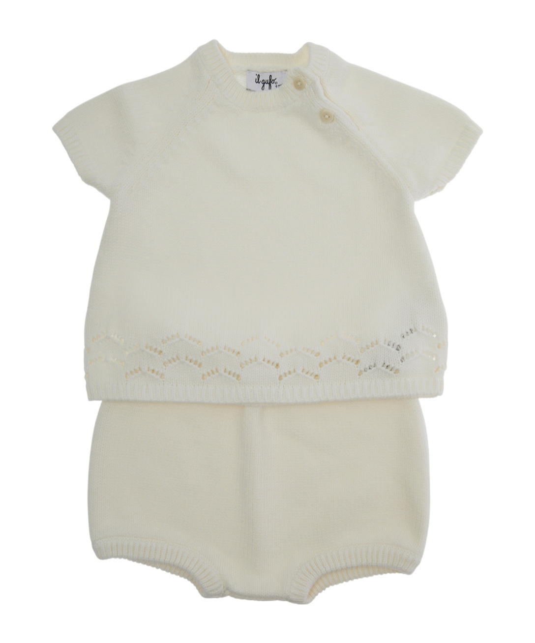 Il Gufo Short-sleeved Sweater And Shorts Set In White