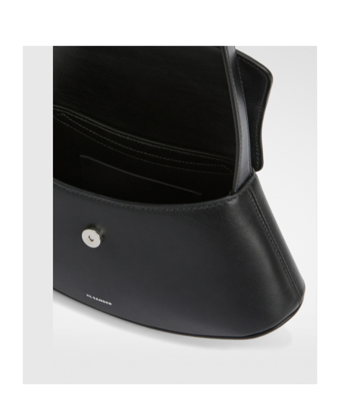 Jil Sander Small Eldorado Leather Shoulder Bag In Black