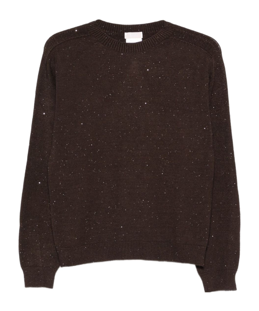 Liu •jo Glitter-detail Crew-neck Sweater In Brown