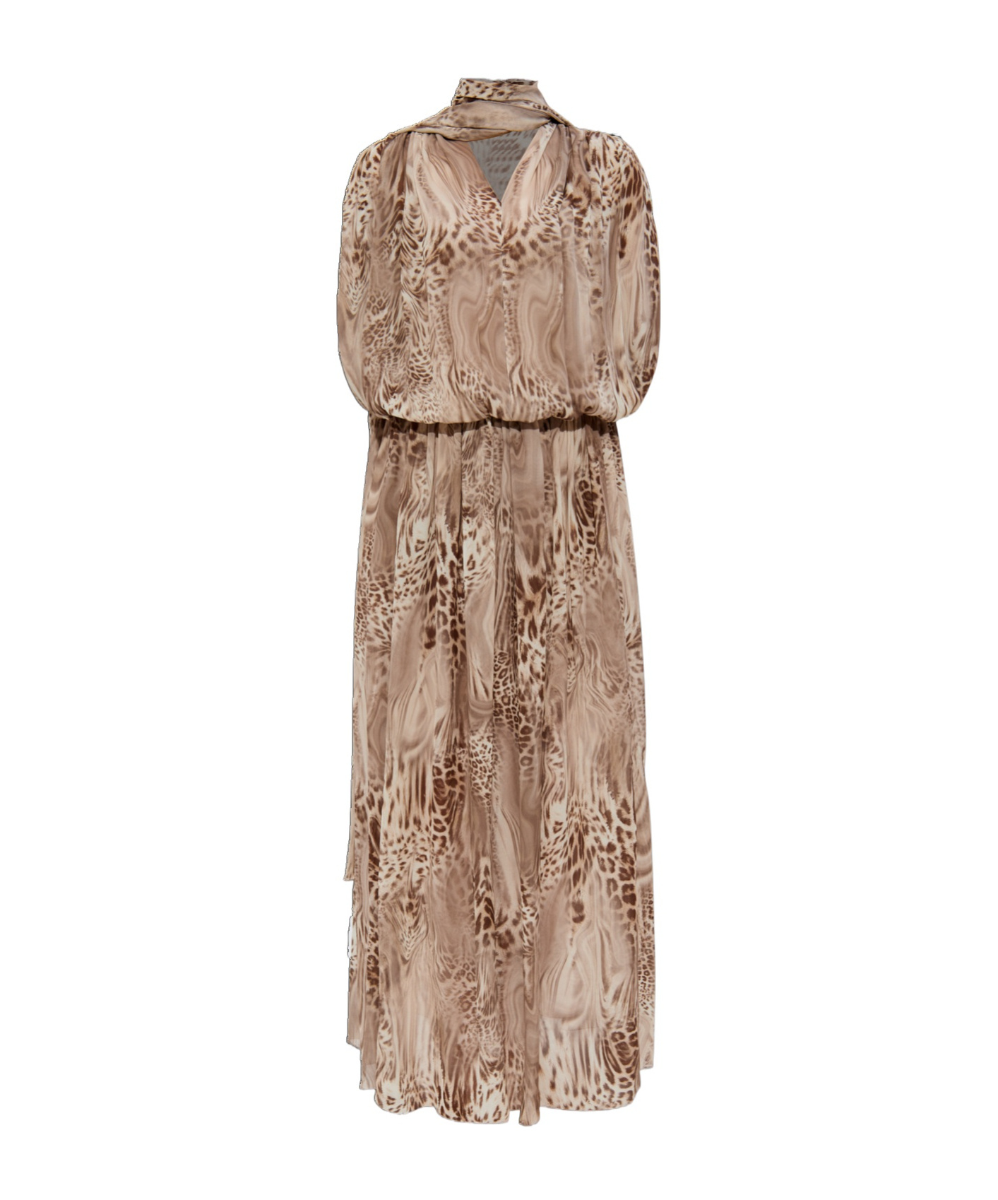 Blumarine Printed Chiffon Dress In Nude