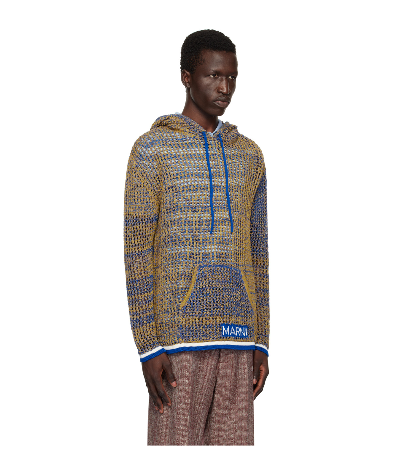 Marni Long-sleeved Hooded Sweater In Brown
