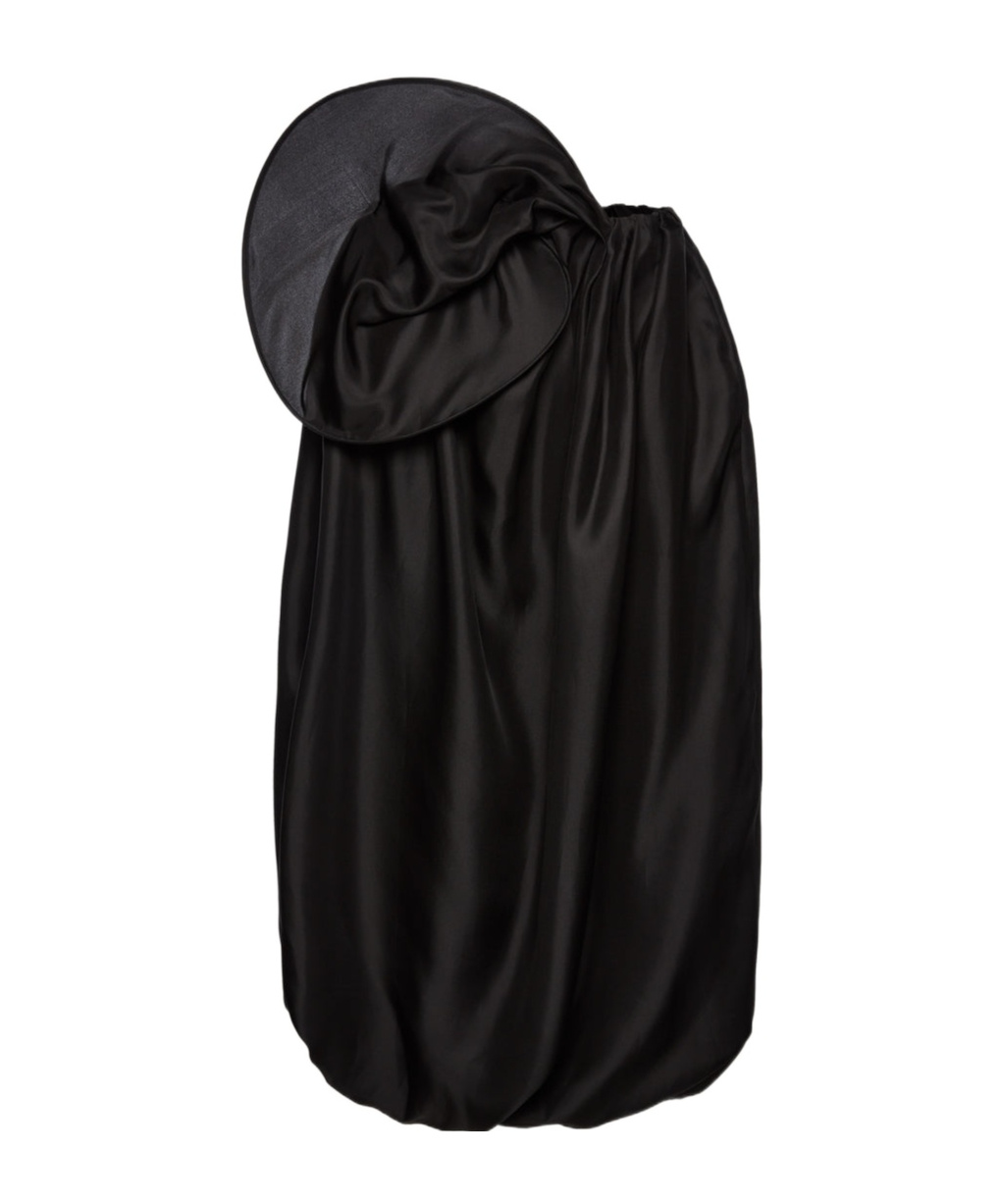 MAGDA BUTRYM FLORAL ORGANZA MIDI SKIRT IN BLACK