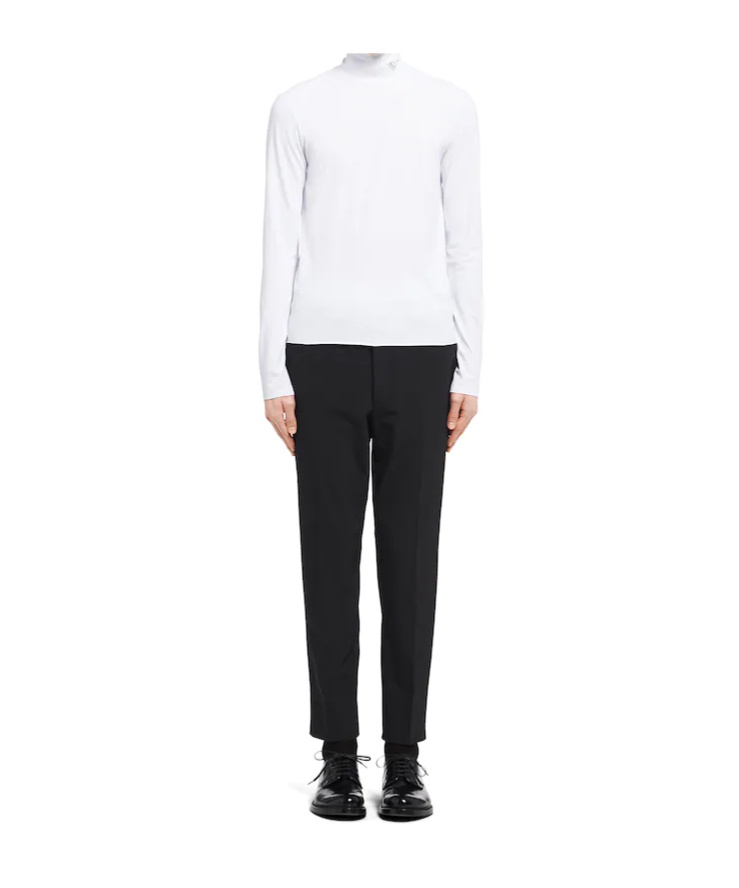 Prada Logo-plaque High-neck T-shirt In White