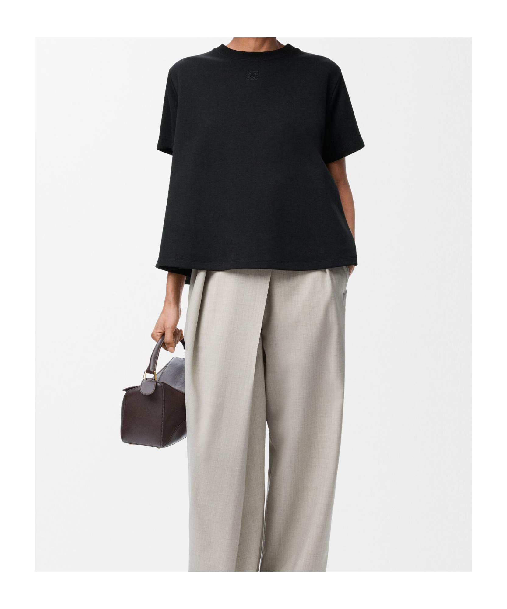 Loewe Round Neck Short Sleeve T-shirt In Black