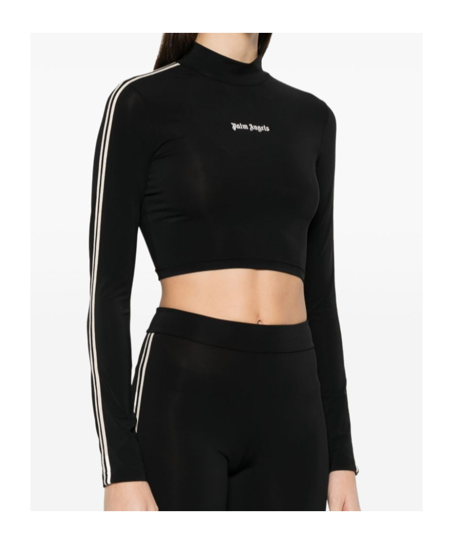 Shop Palm Angels Logo-embroidered T-shirt In Black