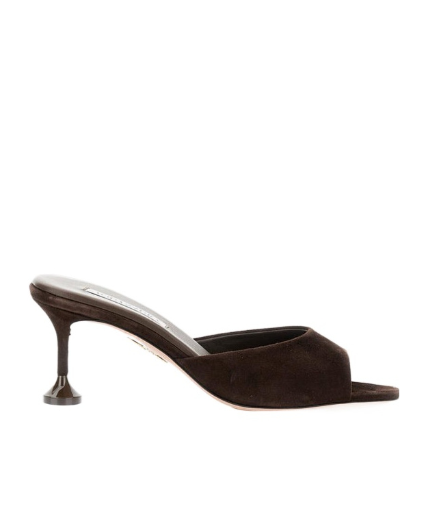 Aquazzura 65mm Bisous Fluted-heel Suede Sandals In Black