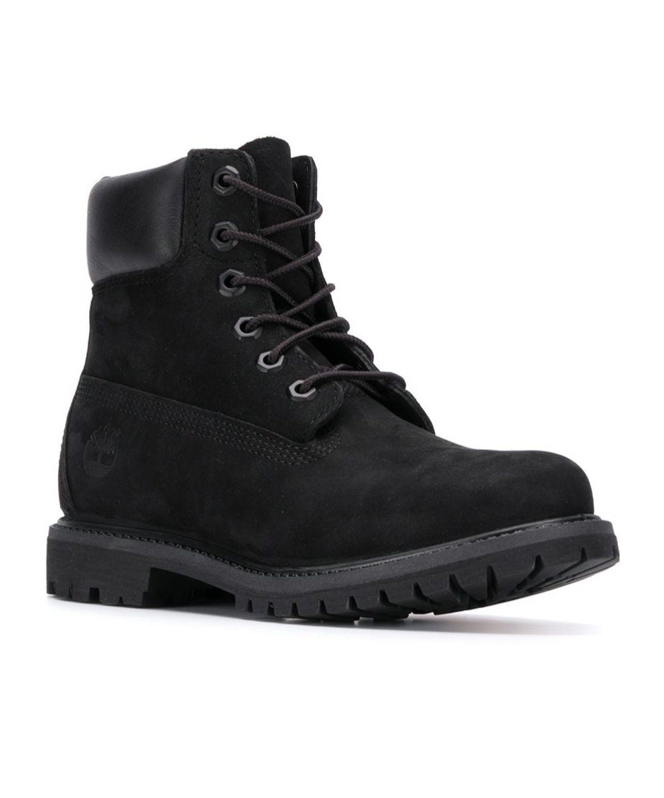 Timberland Womens Black Premium Chunky-sole Leather Boots Eur 41 / 8 Uk In Black