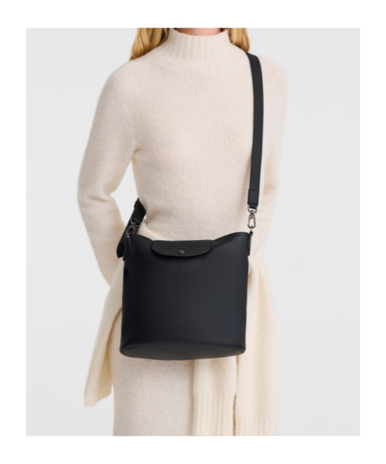 Longchamp Medium Le Pliage Xtra Leather Shoulder Bag In Black