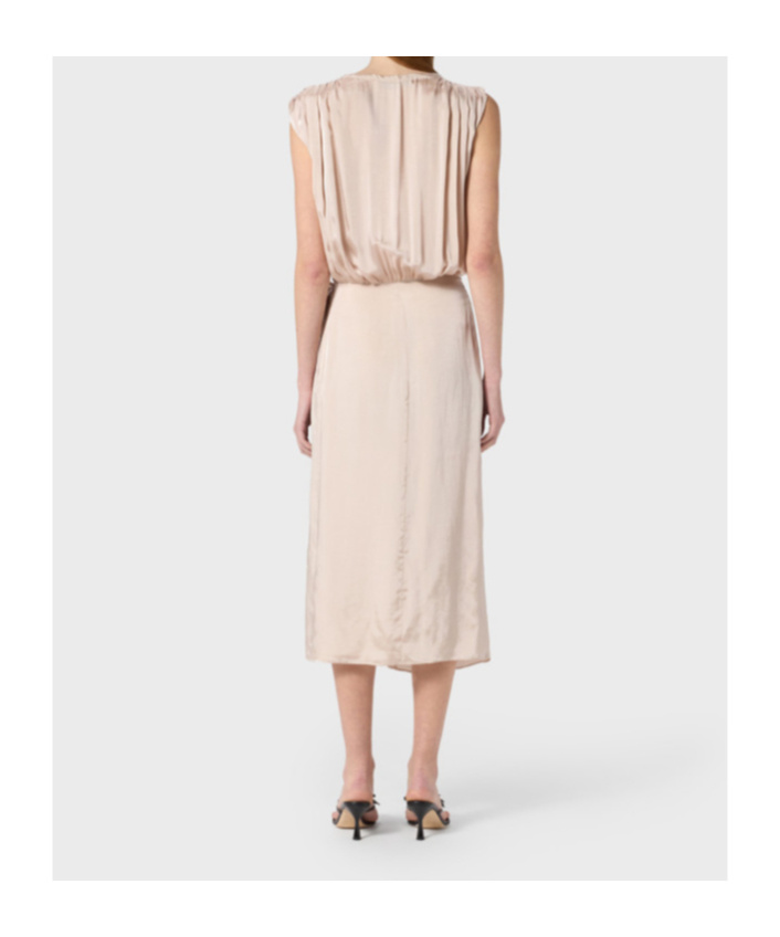 Blumarine Midi Dress In Twill With 3d Flower In Pink
