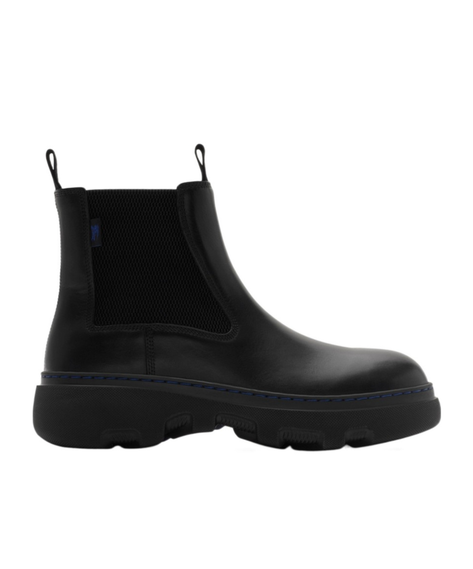 Burberry Leather Creeper Low Chelsea Boots In Black