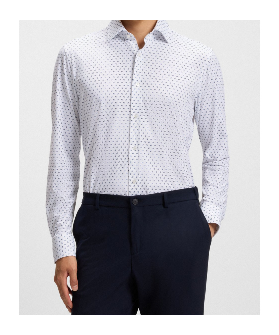 Hugo Boss Slim-fit Shirt In Italian-made Performance-stretch Fabric