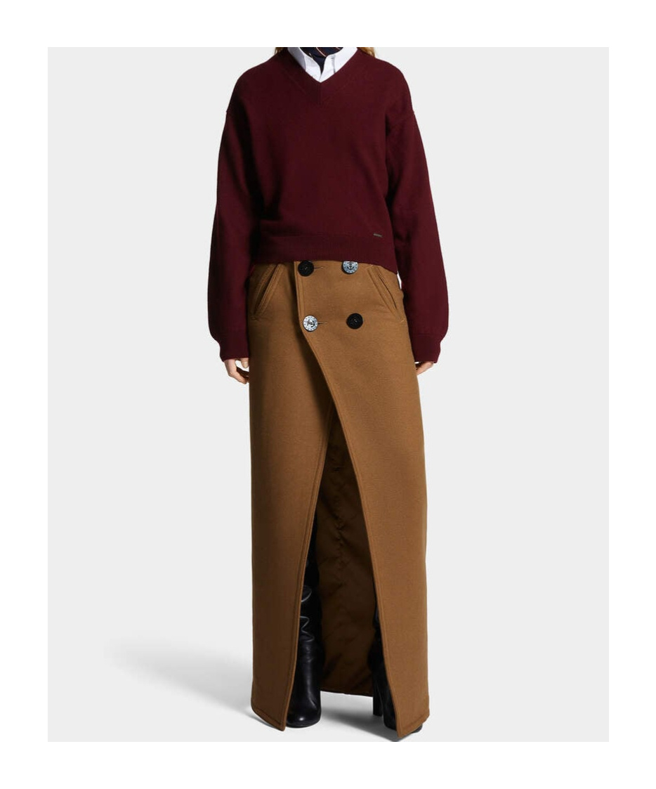Dsquared2 Knitted Maxi Skirt In Brown