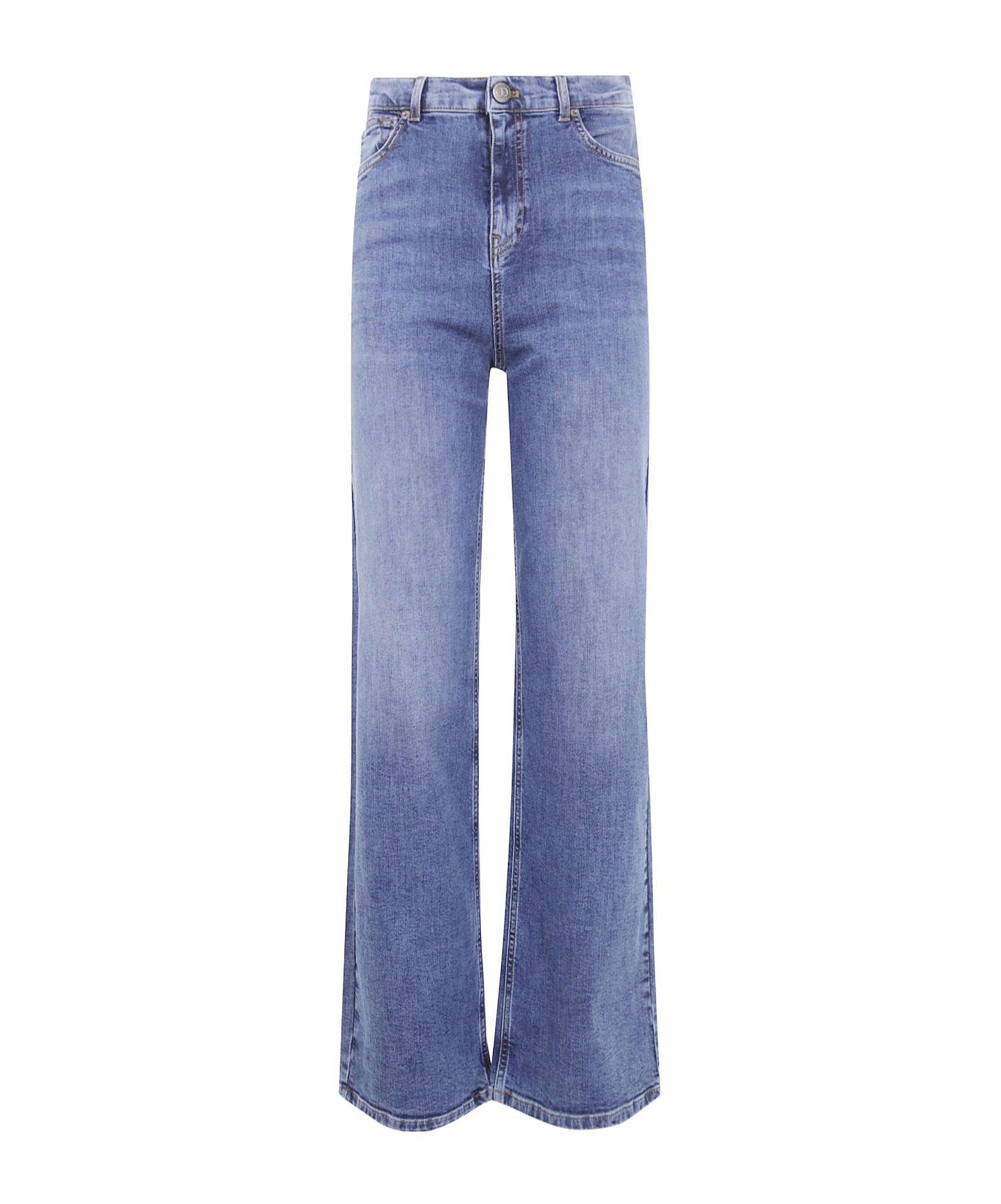 Twinset Classic High-waisted Straight Leg Jeans In Blue