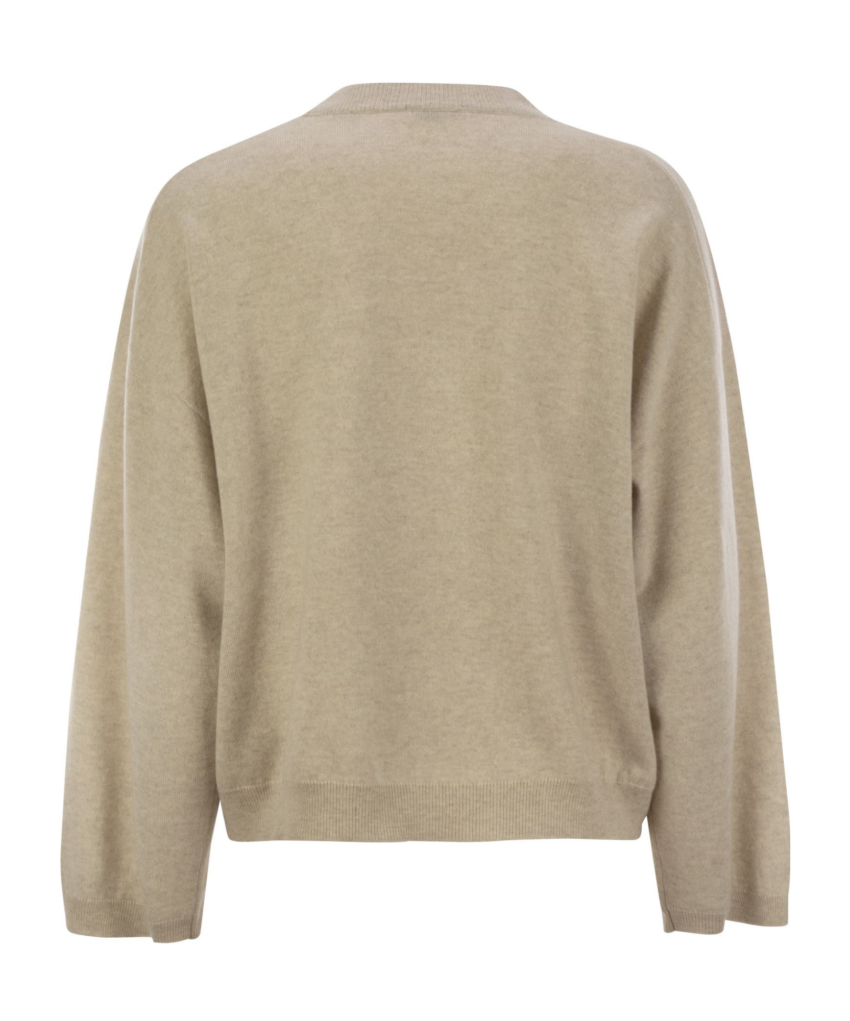 Brunello Cucinelli Round-neck And Long-sleeved Sweater In Nude
