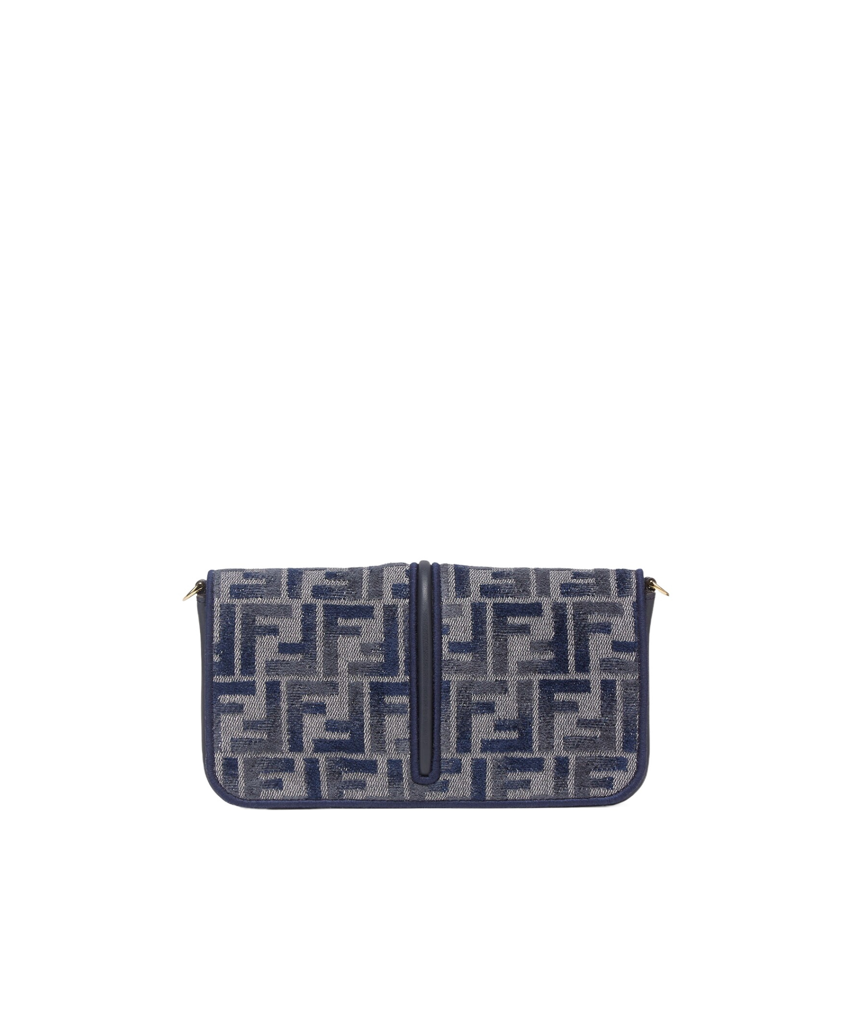 Fendi Dark Blue Ff Chenille Wallet In Gray