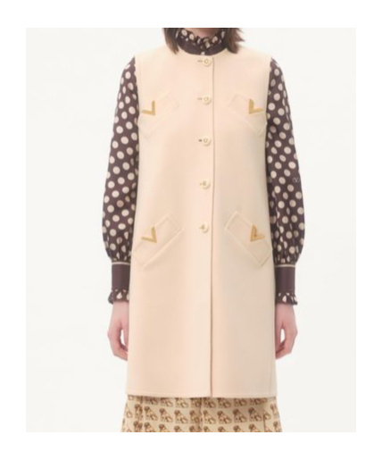 Valentino Wool-cashmere Vgold Sleeveless Coat In Neutral