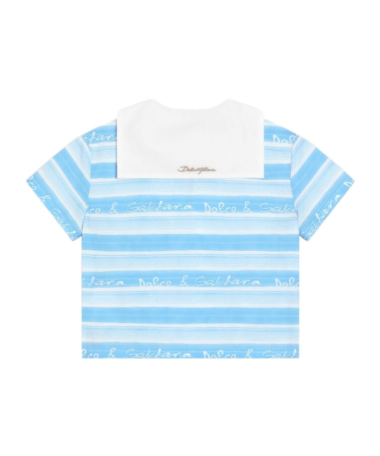 Dolce & Gabbana Striped-print Poplin Shirt In Blue