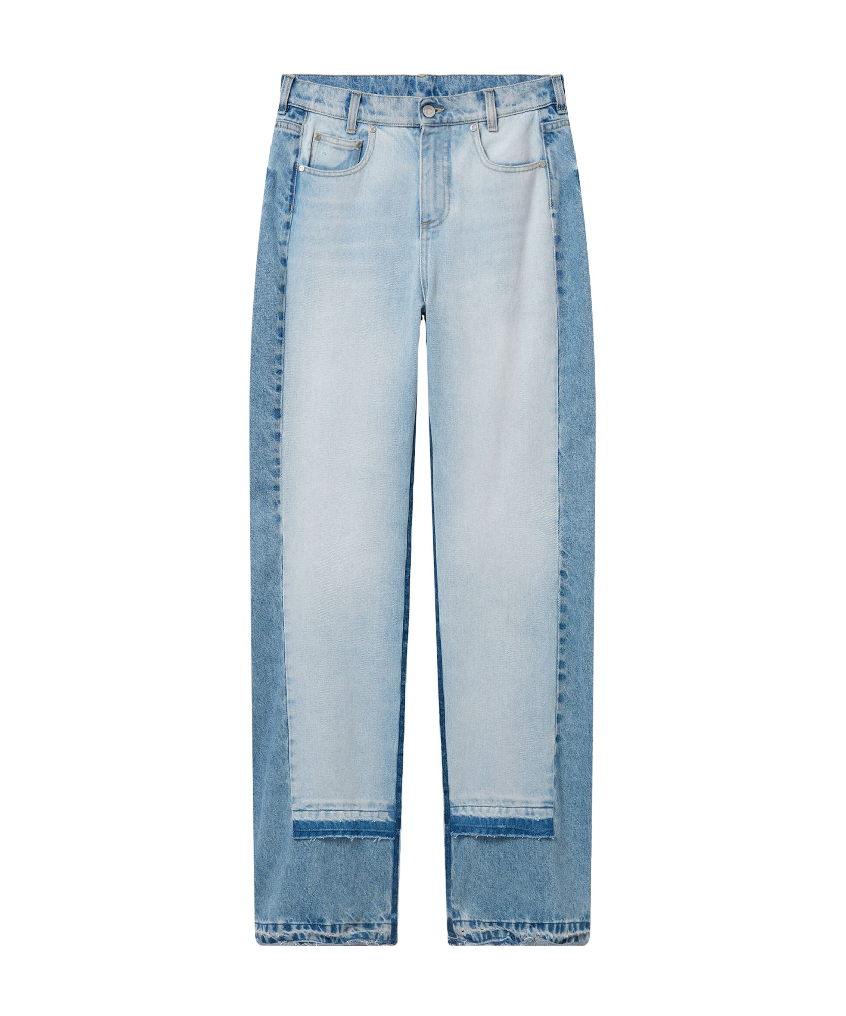 Stella Mccartney Two-tone Straight Leg Jeans With Concealed Fly In Blue