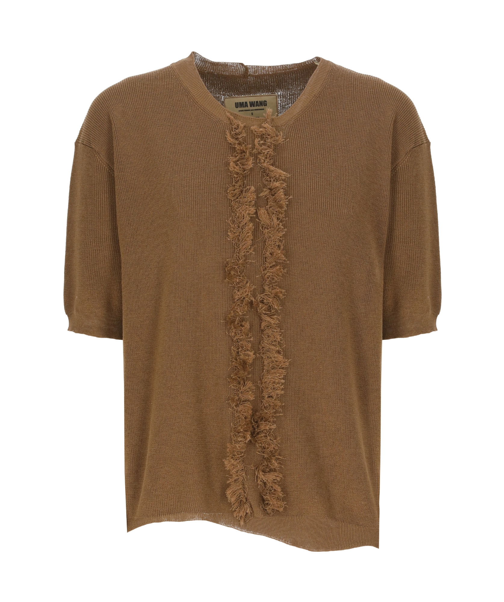 Uma Wang Ribbed Crewneck Knitwear Fringes In Brown