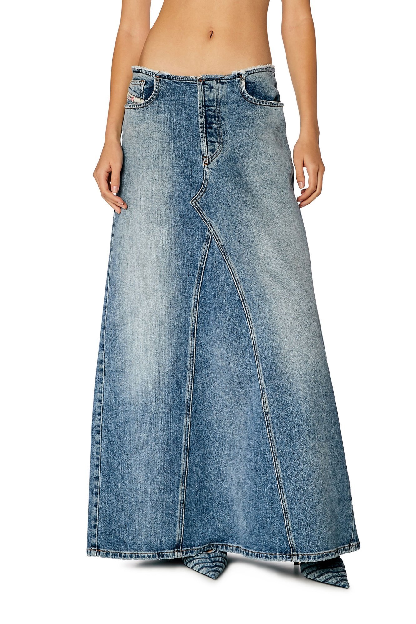Diesel Gonna Lunga In Denim Comfort In Blue