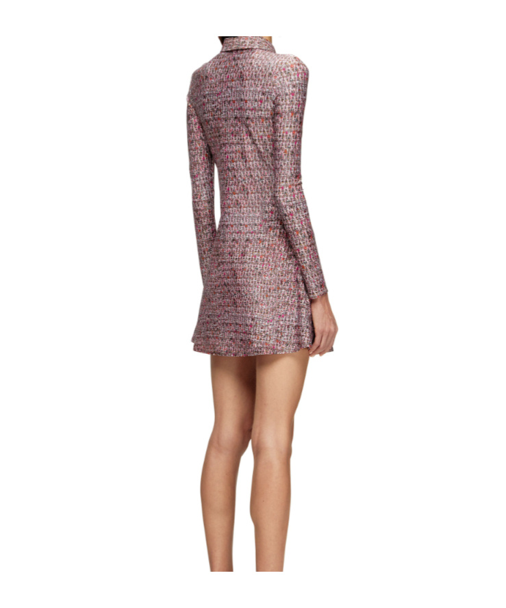 Diesel Textured All-over Print Long Sleeve Dress In Pink