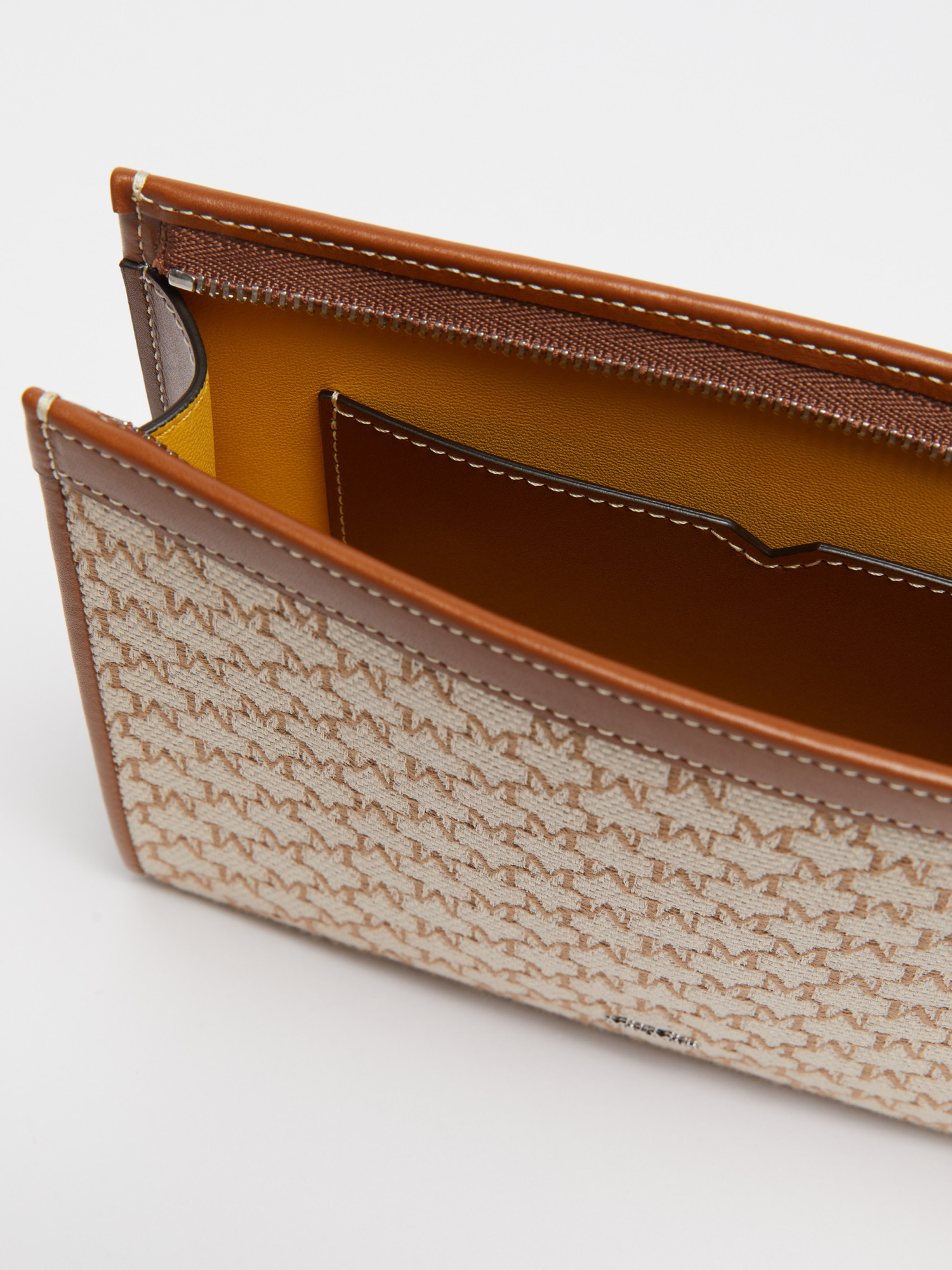 Max Mara Cotton Jacquard Small Pouch In Hazelnut Brown