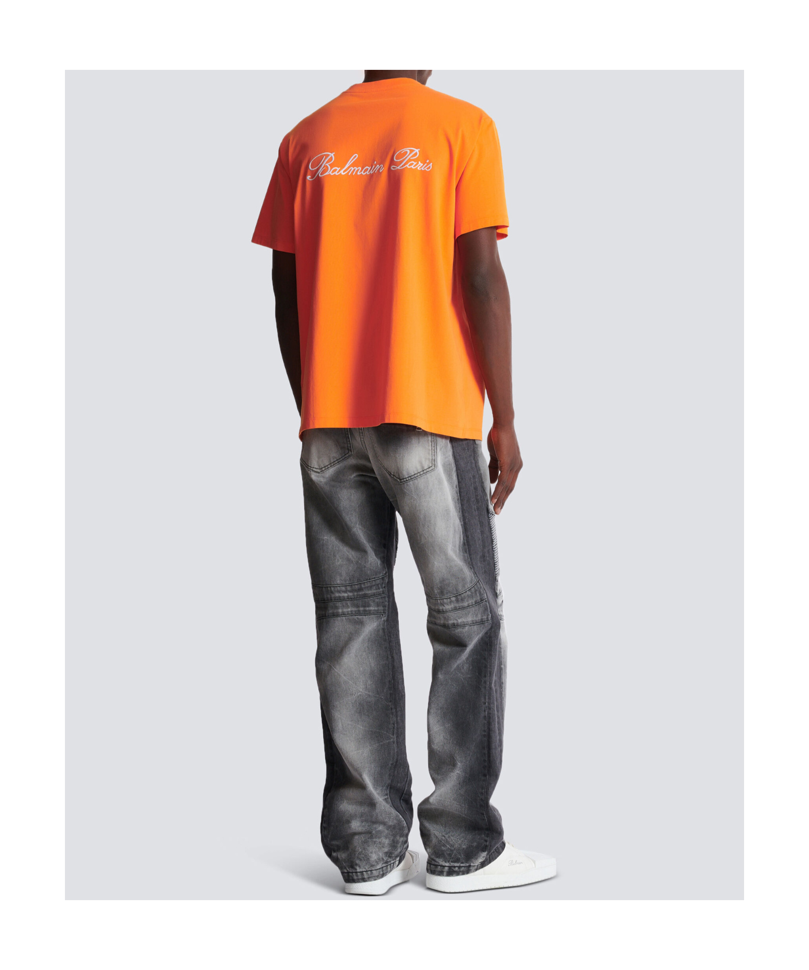 Balmain Embroidered Signature Logo T-shirt In Orange