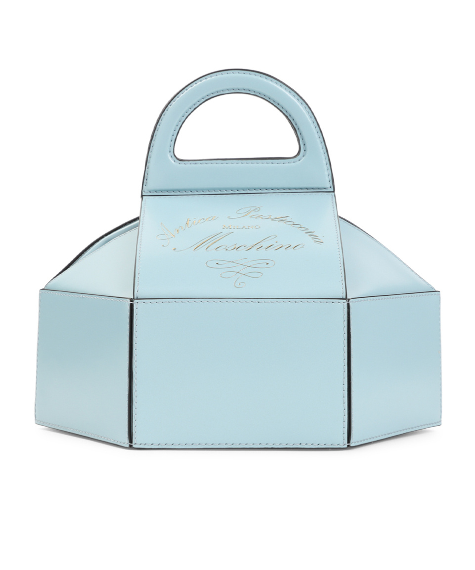 Moschino Cake Box Top Handle Leather Handbag In Blue