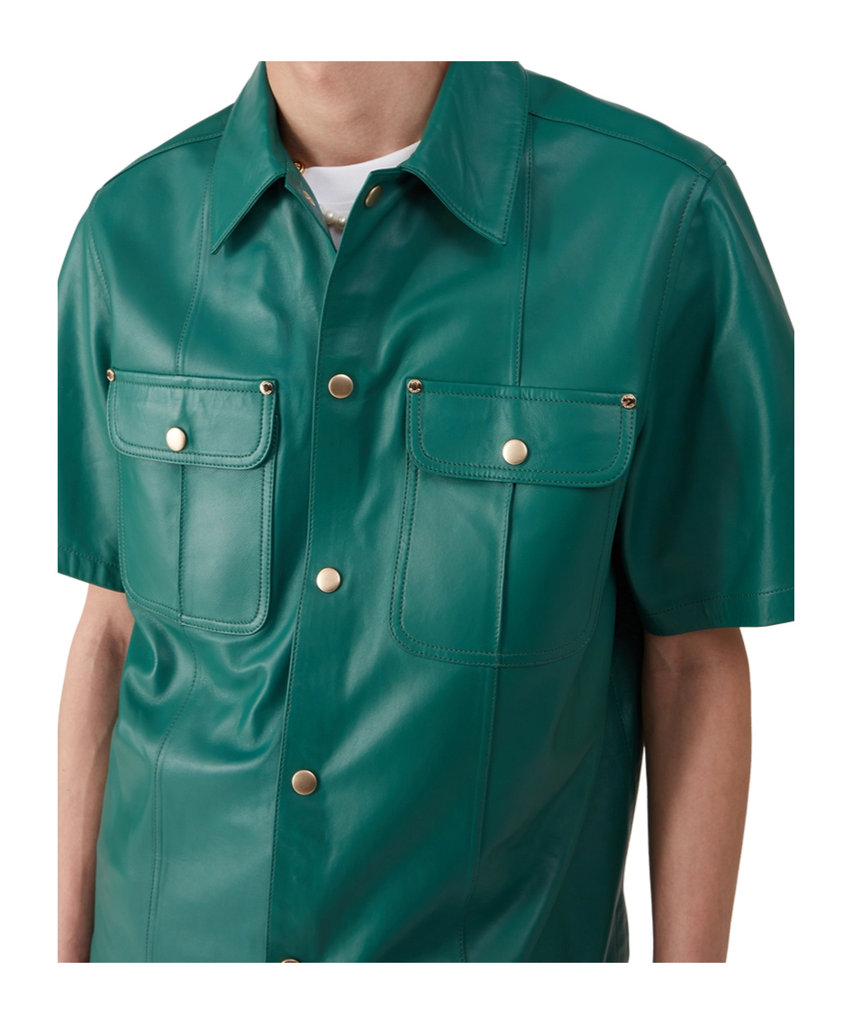 Casablanca Leather Short Sleeve Shirt In Green