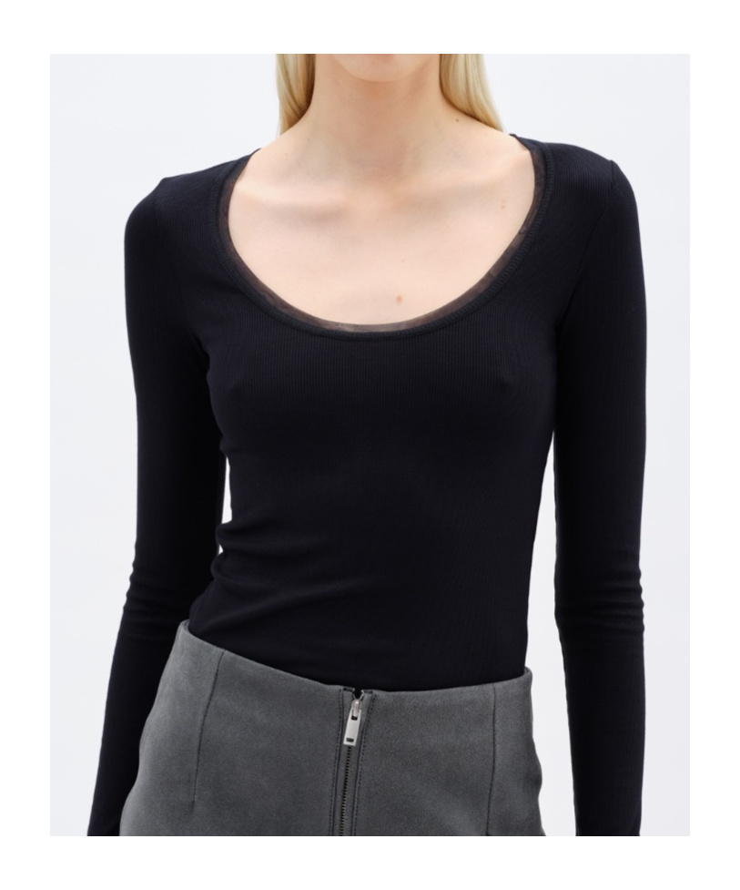 Remain Birger Christensen Long Sleeve Knitted T-shirt In Gray