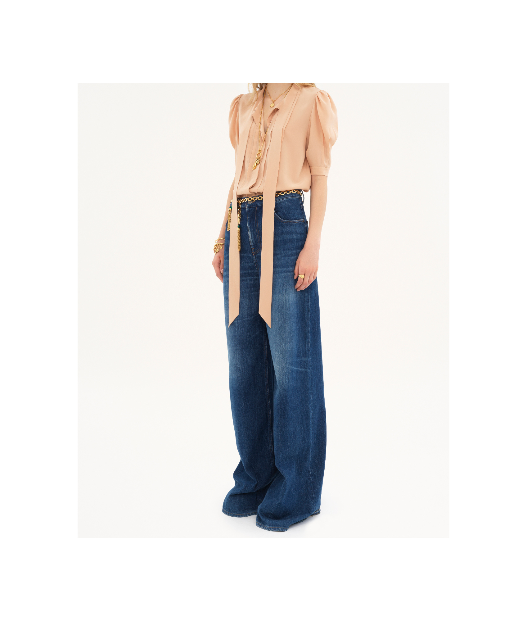 Chloé Chloe Scarf-effect Silk Crepe De Chine Blouse In Nude