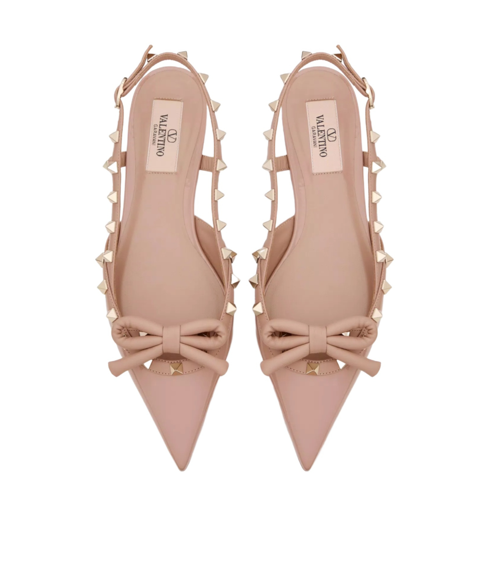 Valentino Rockstud Bow Slingback Baller In Nude