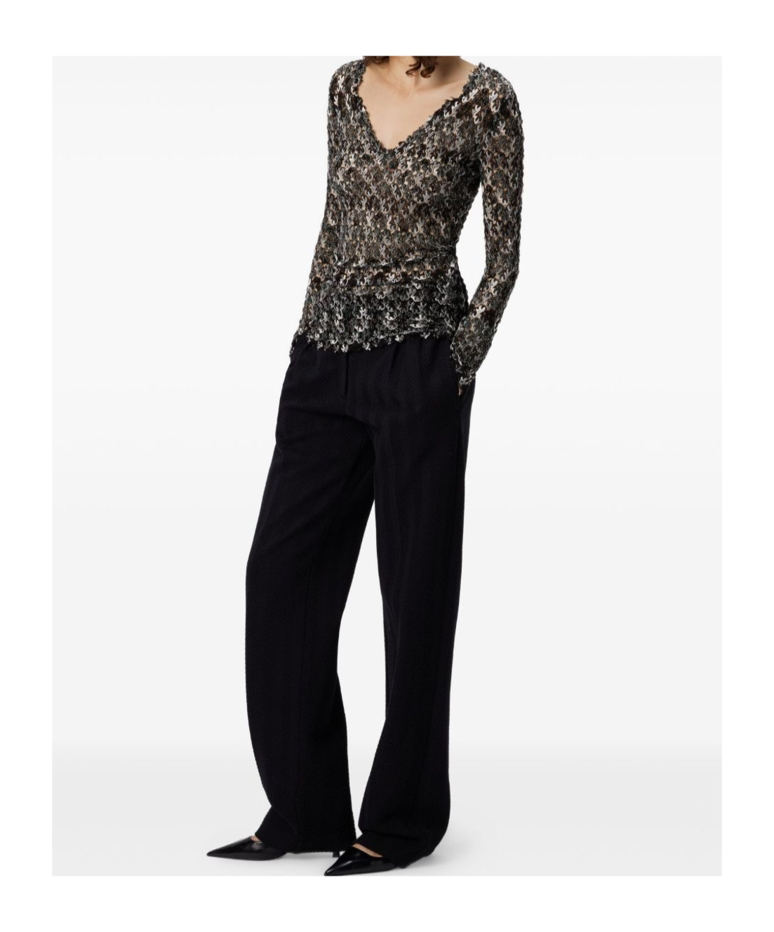 Missoni Slim Fit V-neck Sweater In Lace In Multi