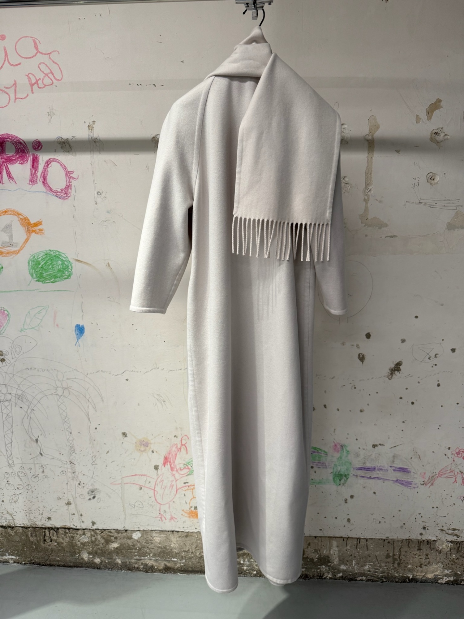 Balenciaga Scarf Tailored Maxi Coat In Gray