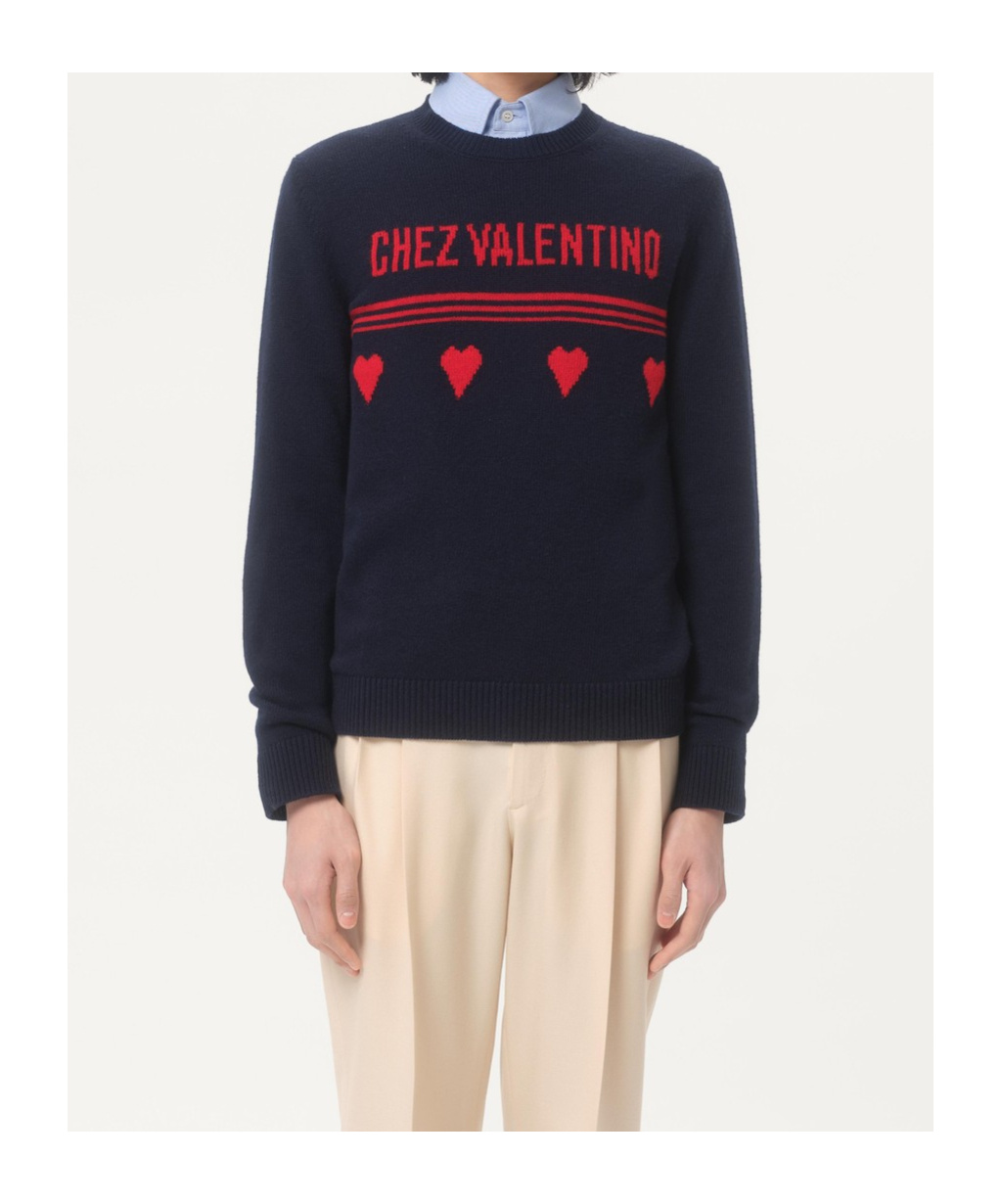 VALENTINO WOOL JUMPER WITH CHEZ VALENTINO JACQUARD MOTIF 