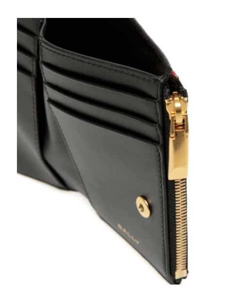 Bally Leather Wallet With Contrast Trim And Gold-tone Hardware In Black