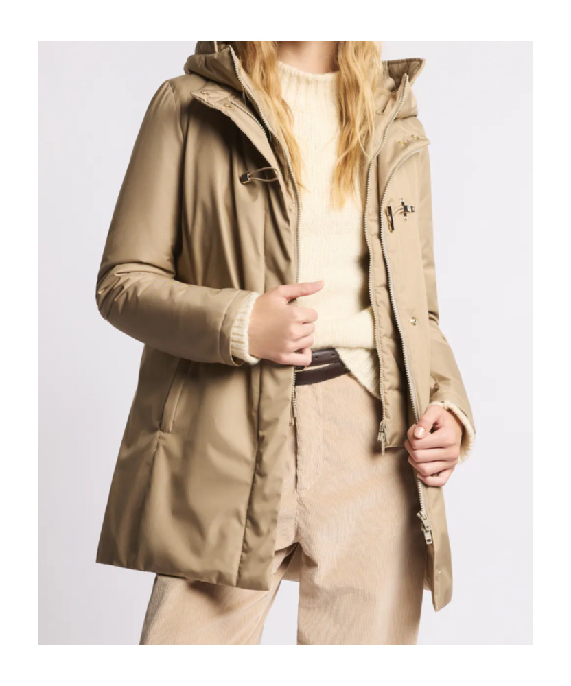 Fay Toggle Coat In Technical Gabardine In Brown