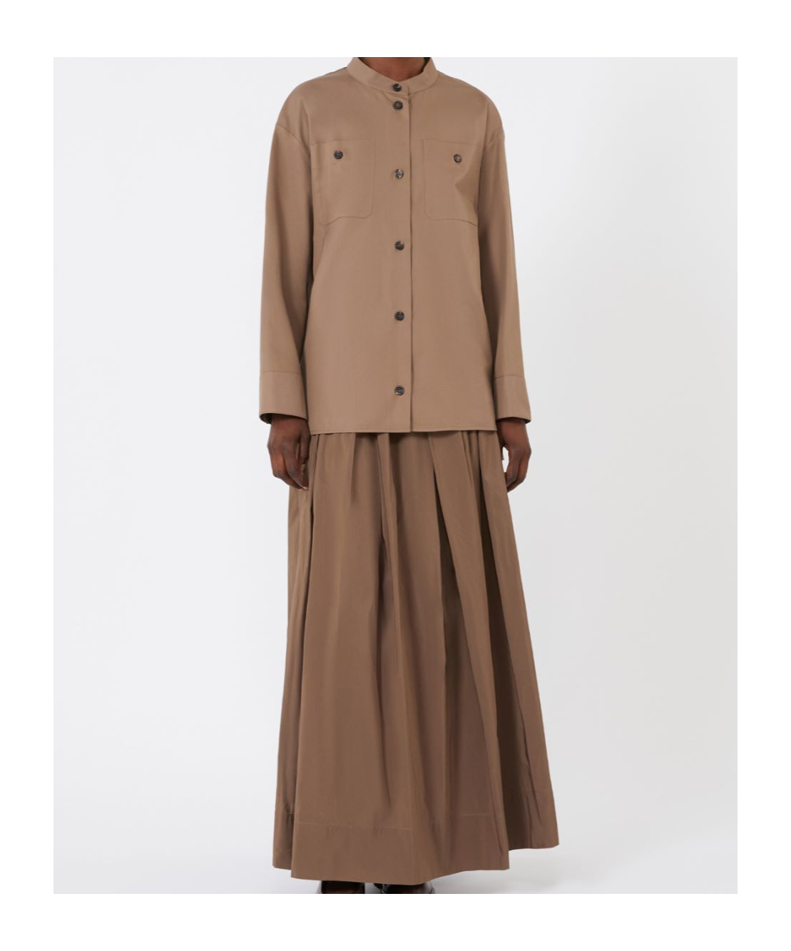 Max Mara Cotton Mandarin-neck Shirt In Brown