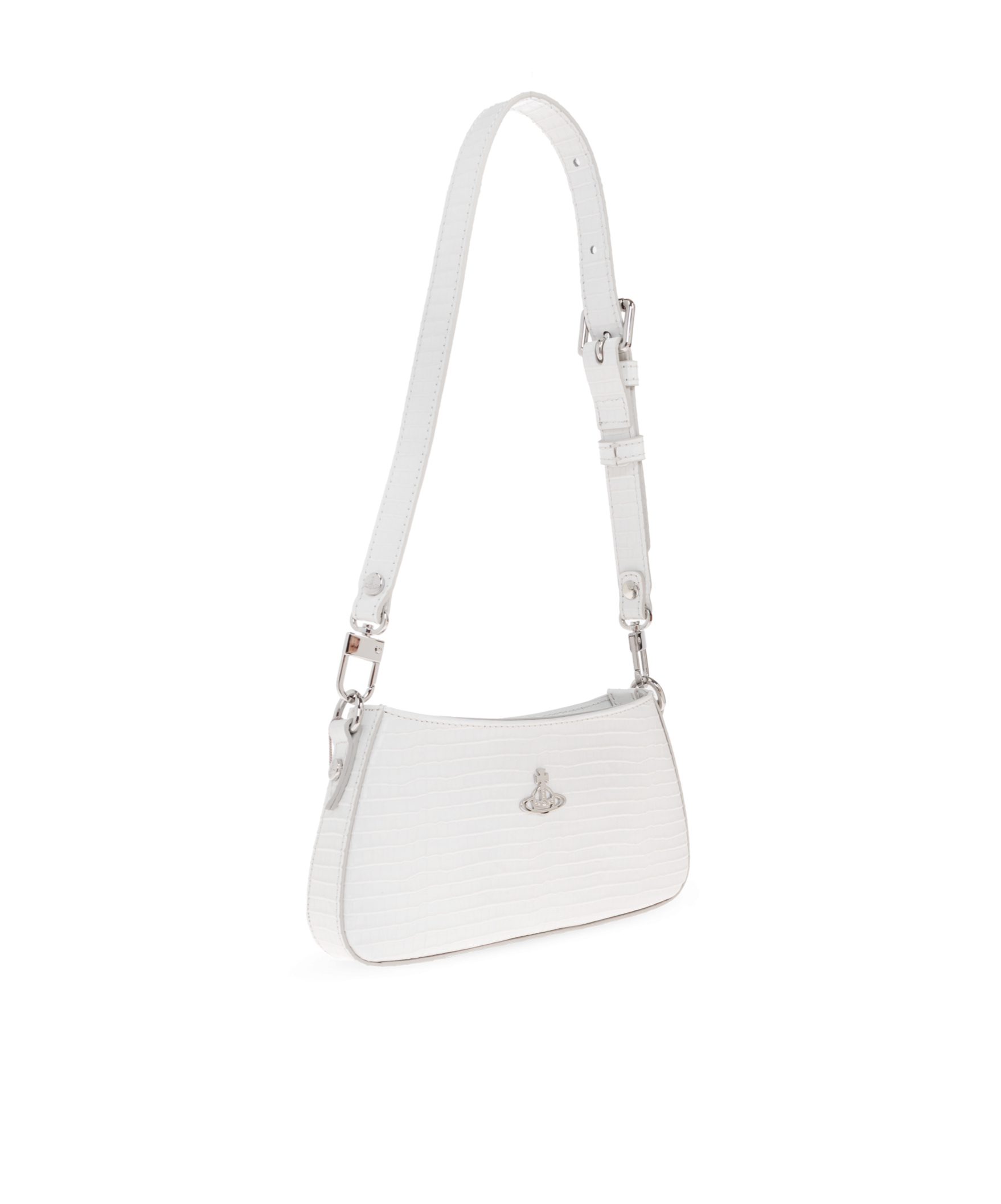 Vivienne Westwood Tasha Crocodile-effect Leather Shoulder Bag In White