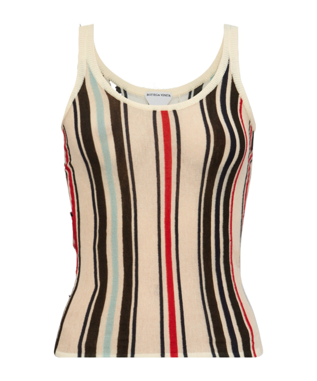 Bottega Veneta Striped Cotton-knit Tank Top In Nude