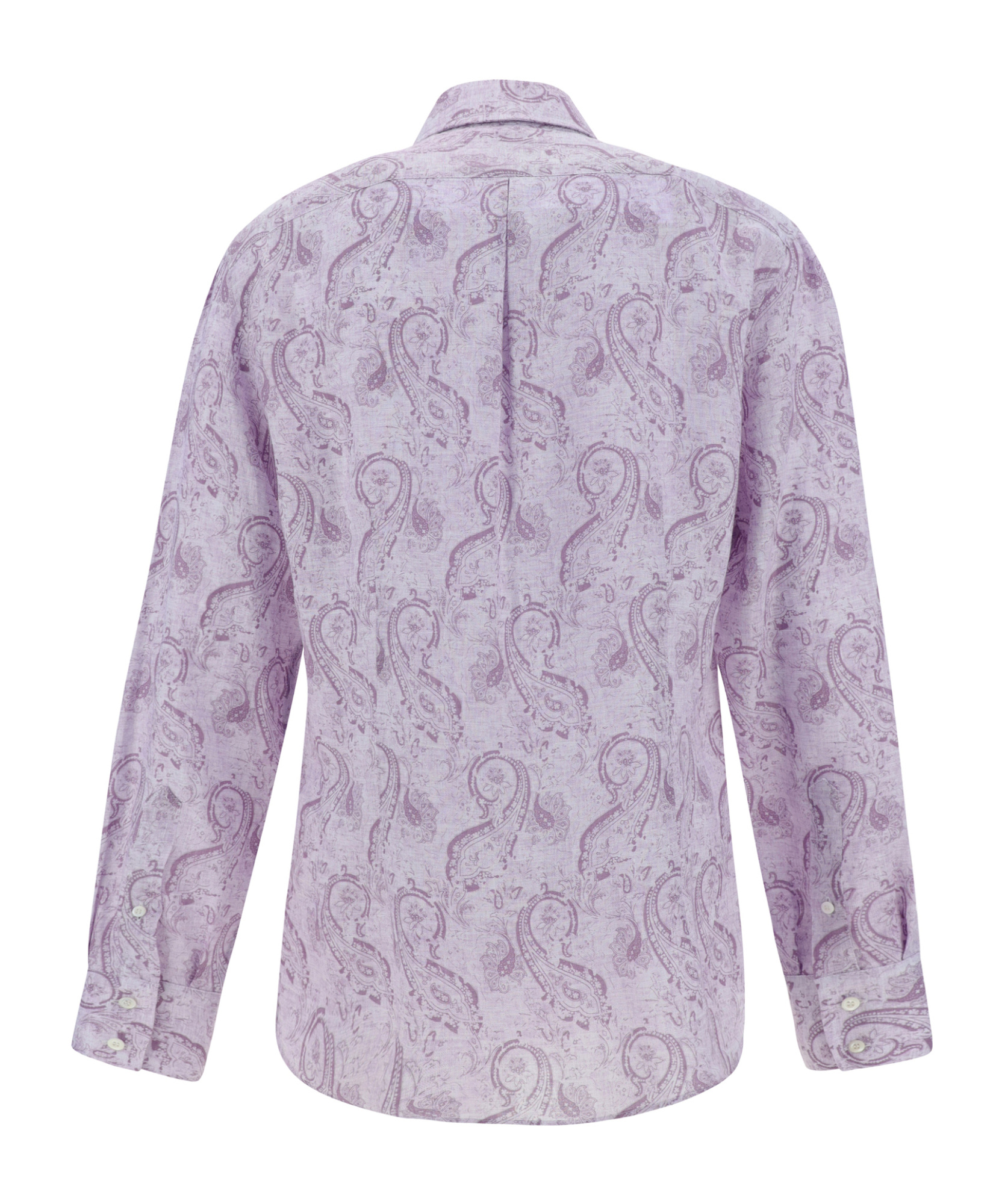 Brunello Cucinelli Linen Shirt Paisley Pattern In Purple