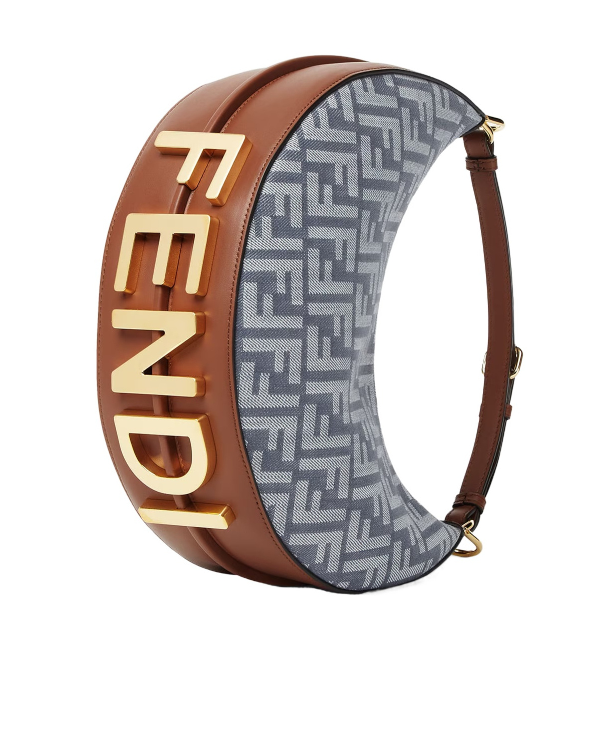 Fendi Blue Denim-effect Ff Jacquard Bag