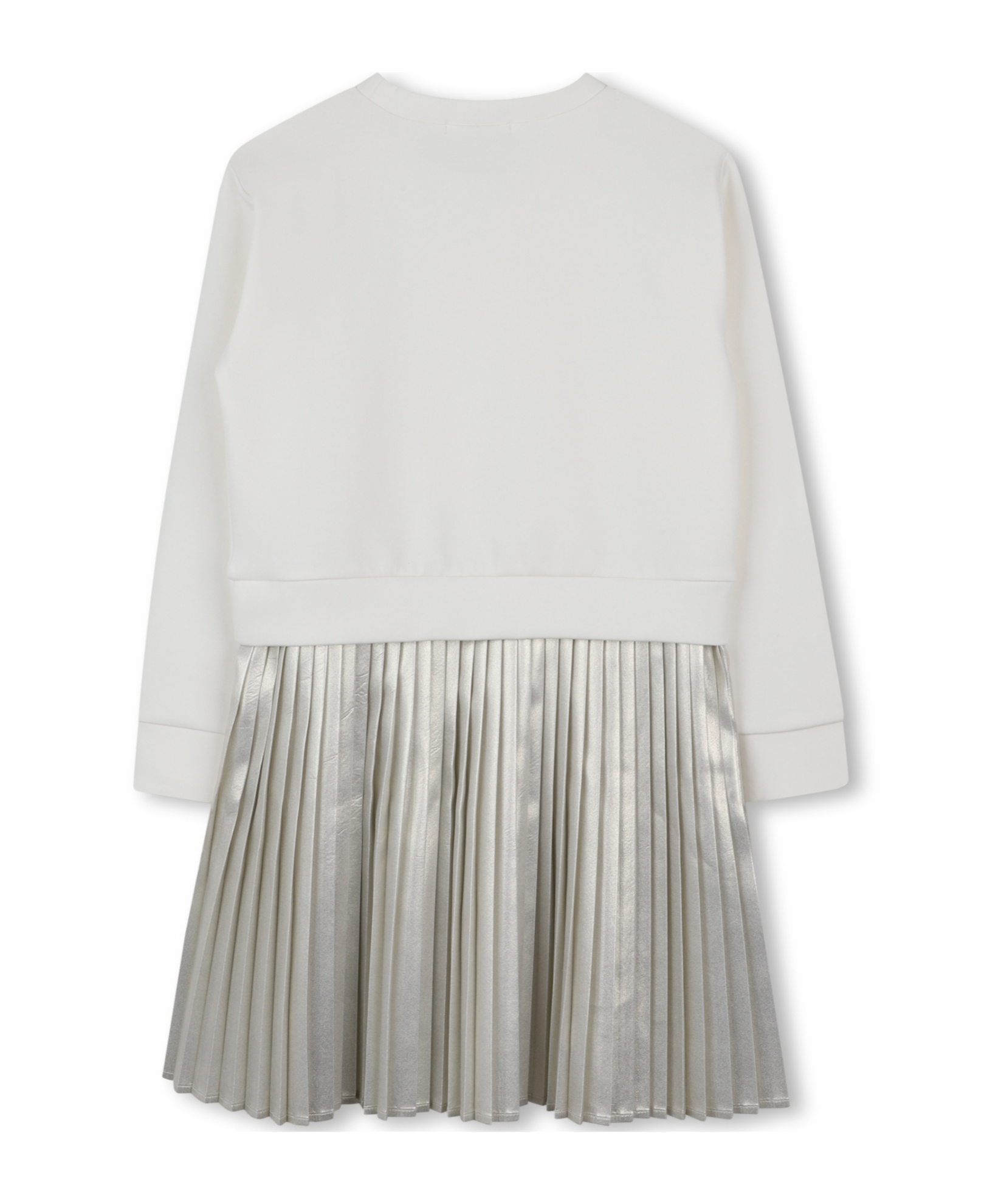 Michael Kors Pleated Metallic-effect Sweatshirt Dress In White