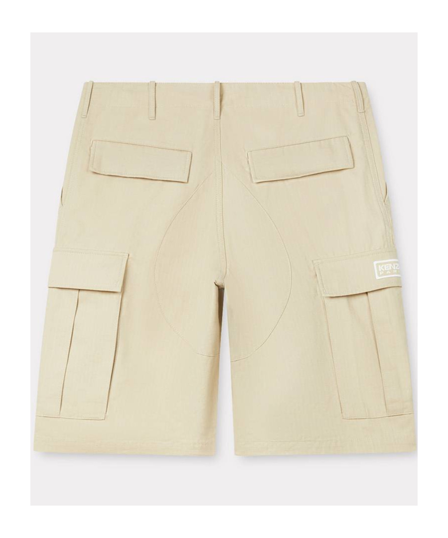 Kenzo Cargo Workwear Shorts Floral Graphic In Nude