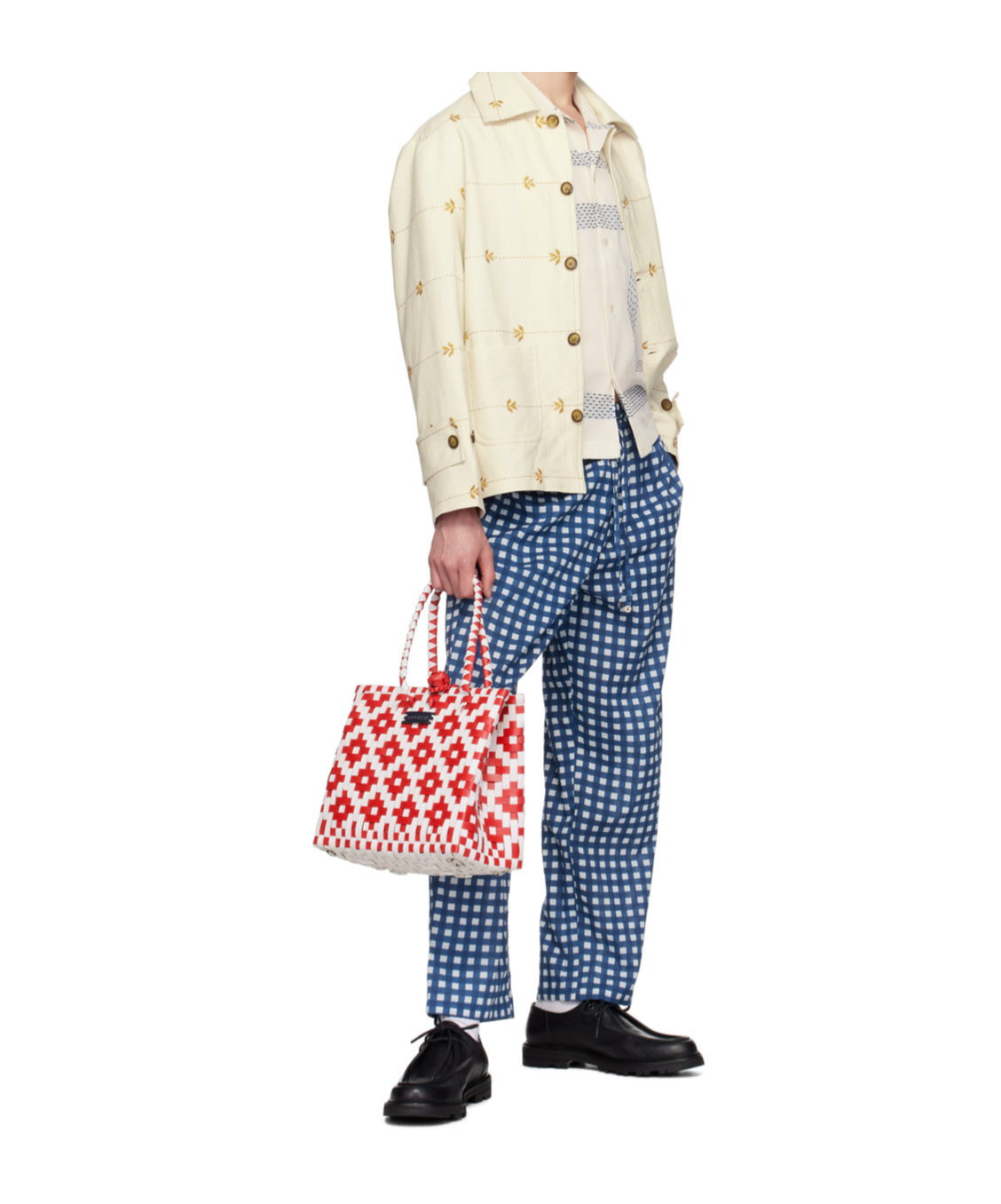 Bode Off-white Tile Stitch Shirt In Nude