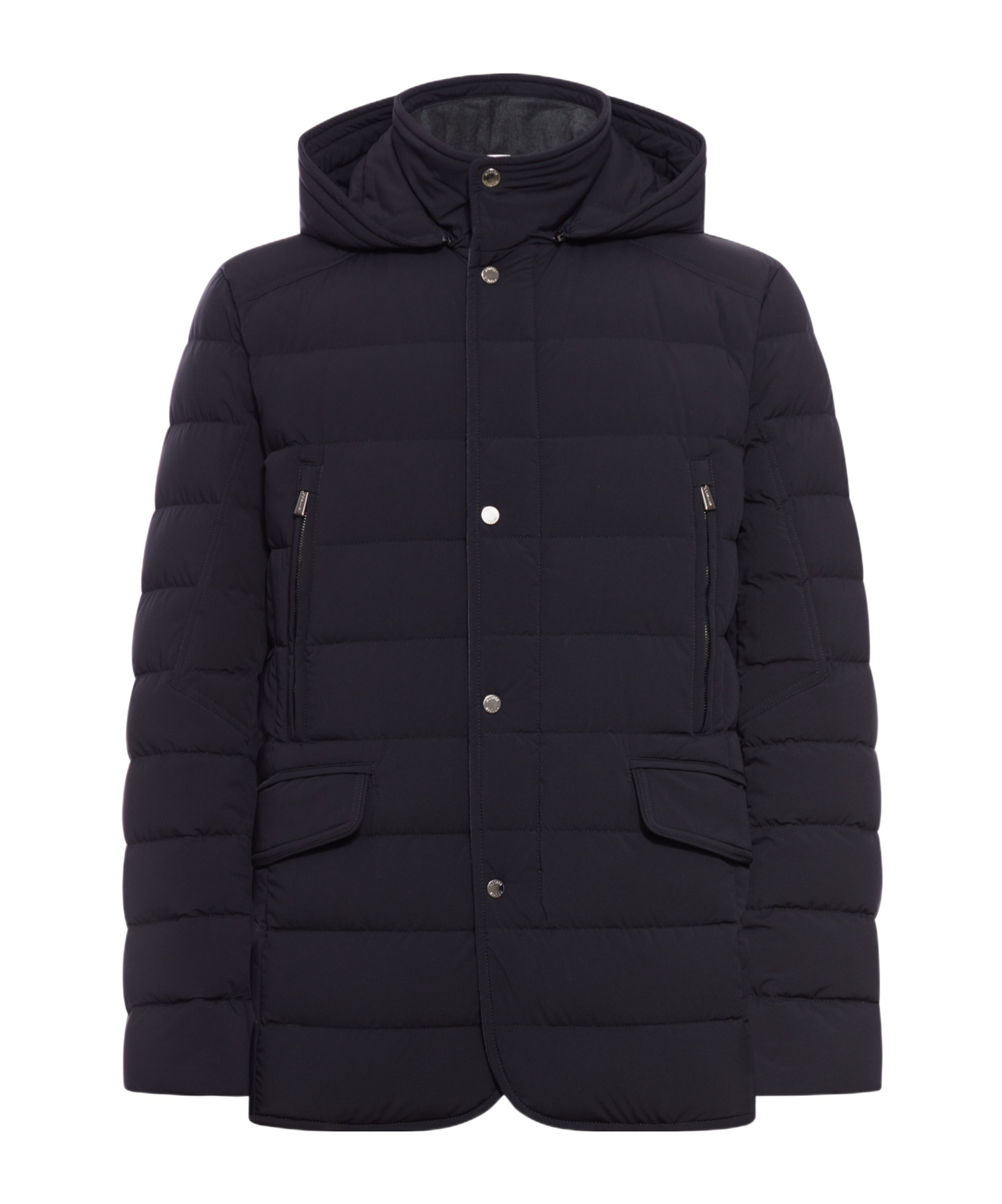Moorer Long-sleeved Hooded Cotton Jacket In Blue